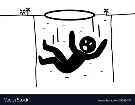 Pictograph Man Is Falling In Hole Royalty Free Vector Image