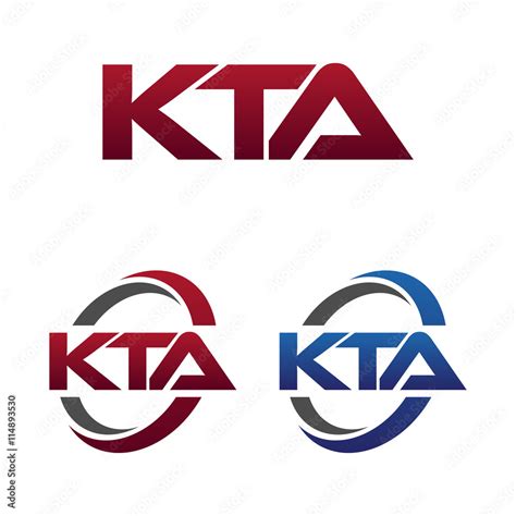 Modern 3 Letters Initial Logo Vector Swoosh Red Blue Kta Stock Vector