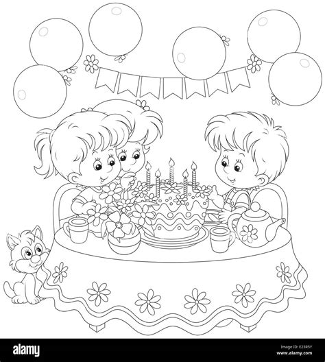 Birthday Celebration Clipart Black And White