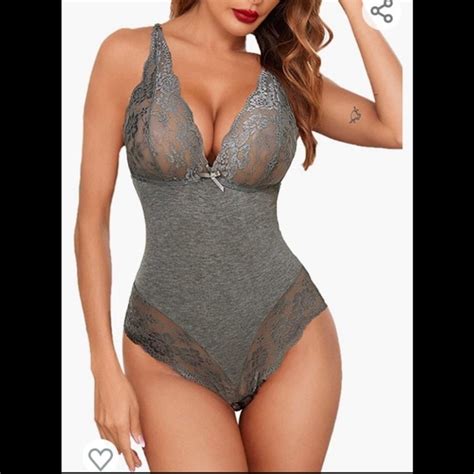 Amazon Tops Avidlove Women Lingerie Bodysuit Snap Crotch Teddy One Piece Babydollgrey Small