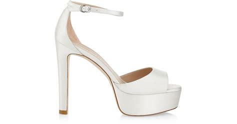 Stuart Weitzman Disco 120mm Satin Platform Sandals In White Lyst