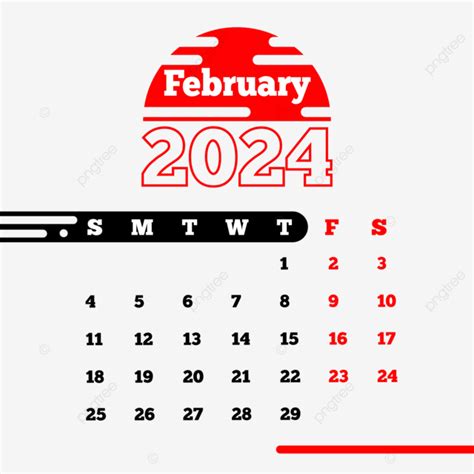 February 2024 Calendar Minimalist Style Vector Calendar 2024 February