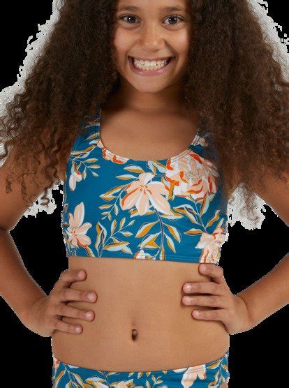 Girls Summer Of Surf Crop Top Bikini Set Roxy