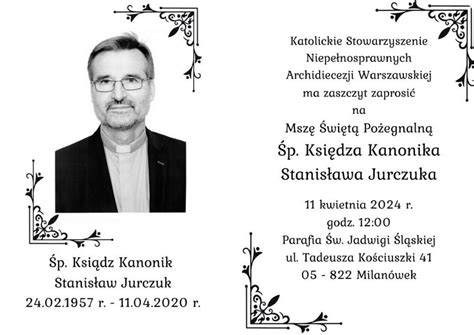 Msza Święta w 4 rocznicę śmierci ks kanonika Stanisława Jurczuka