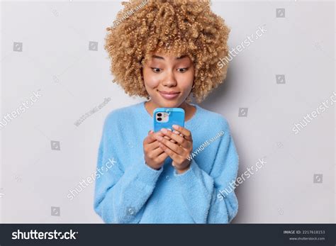 Pretty Woman Blonde Curly Hair Holds Stock Photo Shutterstock
