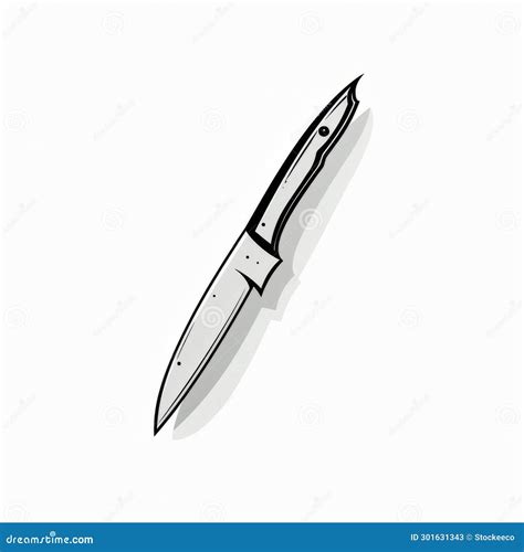 Contemporary Cartoon Knife Drawing On White Background Stock