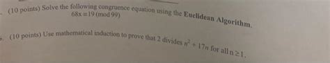 Solved Points Solve The Following Congruence Equation Chegg