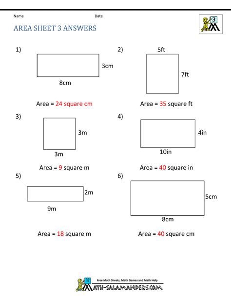 Area Worksheets - Printable Worksheet