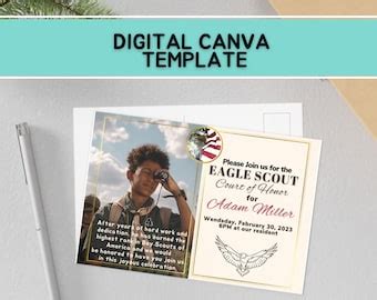 Eagle Scout Court Of Honor Invitation Canva Template Etsy