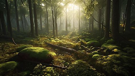 Fundo Exuberante Floresta Verdejante Um Refúgio Sereno De Vegetação