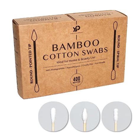 400 Pcs Bamboo Cotton Swabs 대나무 면봉 더블 팁 친환경 Round And Pointed