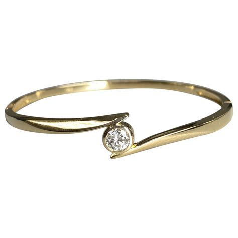 Diamond Gold Bangle Bracelet at 1stDibs