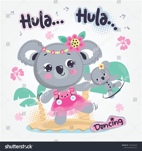 Cute Cartoon Koala Girl Hula Dancing Stock Vector (Royalty Free ...