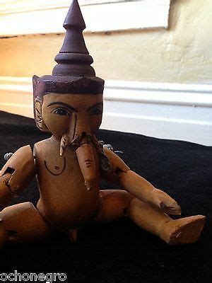 Antique Burmese Naked Baby Ganesh Elephant Marionette Teak Wooden