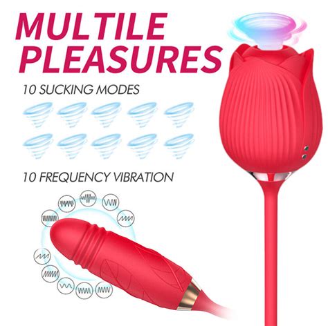 10 Speed Rose Sucking Vibrator G Spot Telescopic Dildo Sucker Women Sex