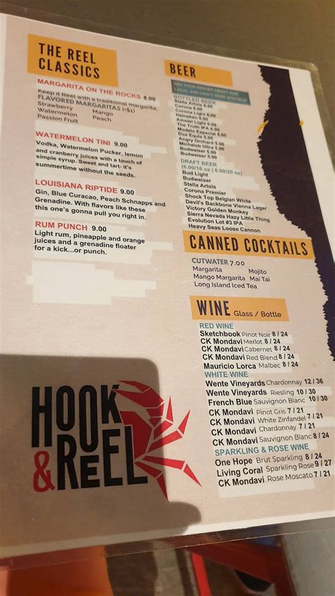 Carta De Hook And Reel Cajun Seafood And Bar Owings Mills