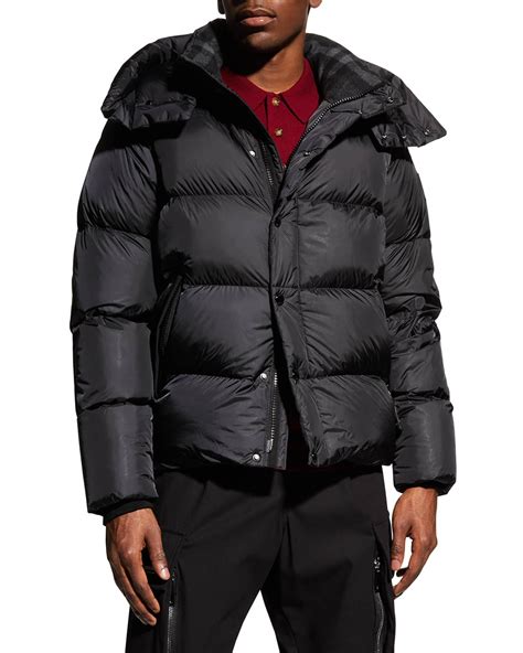 Burberry Mens Check Lined Puffer Jacket Neiman Marcus