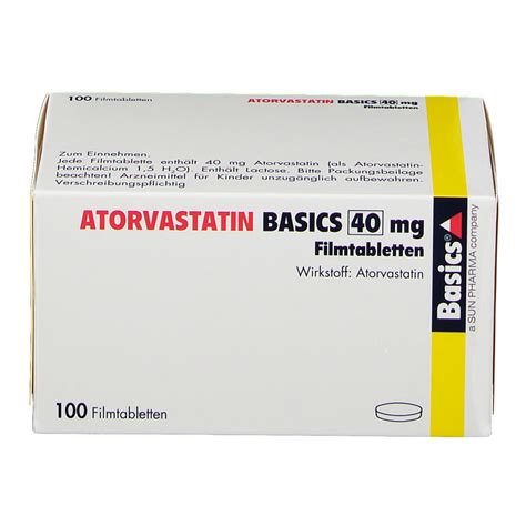 ATORVASTATIN BASICS 40 mg 100 St mit dem E-Rezept kaufen - Shop Apotheke