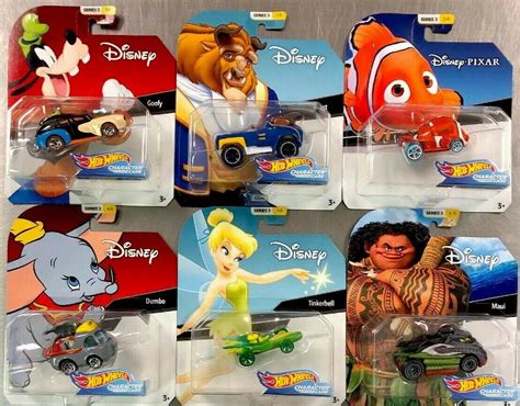 Hot Wheels Disney Pixar Character Cars Set Of Series Goofy Dumbo Nemo