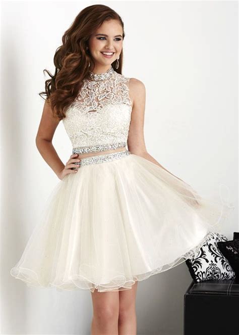 White Homecoming Dresses Ball Gowns Short Corset Prom Dress Lace