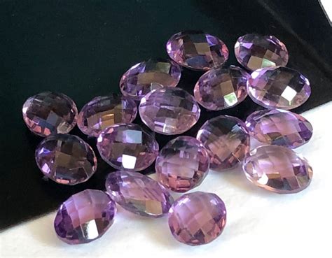 8x10mm Amethyst Cabochon Both Side Checker Cut Natural Oval Etsy