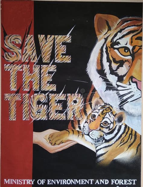 Handmade Poster Design, Save the Tiger. Editorial Stock Image - Image of subject, save: 192927839