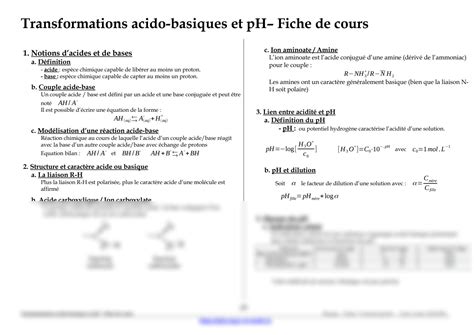 SOLUTION Modelisation Transformations Acido Basiques Fiche Cours