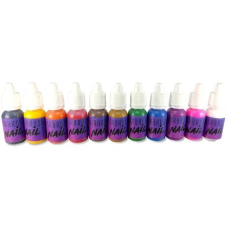 Tinta Nail Art airbrush em unhas kit 10 cores lisas base água Shopee