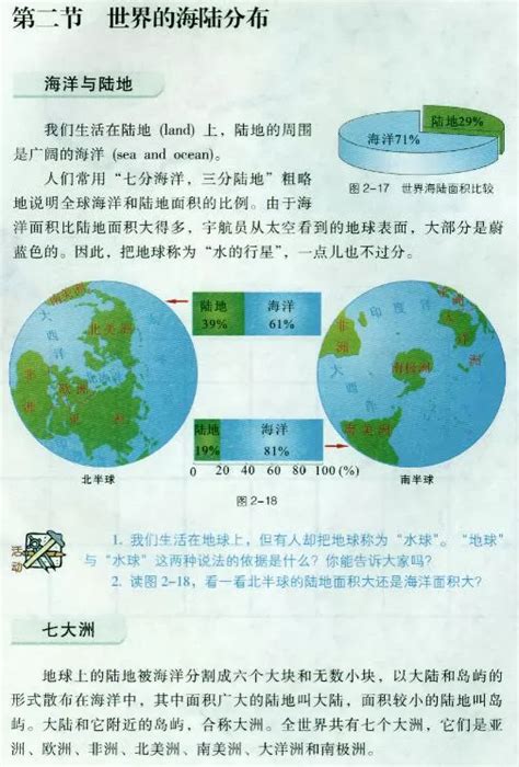 第二节 世界的海陆分布 湘教版地理电子课本 七年级地理上册 地理教师网