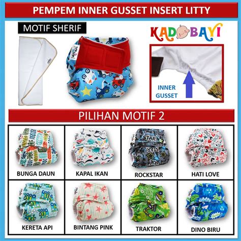 Jual Popok Bayi Cuci Ulang Clodi Pempem Inner Gusset Insert Litty Promo