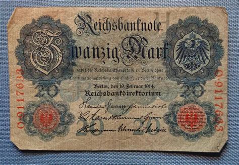 Ancienne Billets De Banque Du Reich Zwanzig Marc Berlin Februar