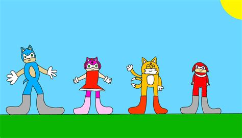 Sonic Amy tails and knuckles in socks by frdea on DeviantArt