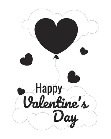 Premium Vector Heart Shaped Balloon Valentines Day Monochrome