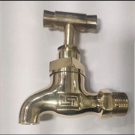 Wall Mounted Golden Brass Bib Cock ISI 400GM For Water Fitting