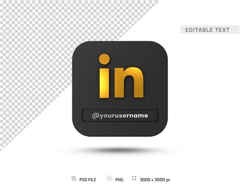 Premium PSD | Profile template on luxury 3d linkedin icon