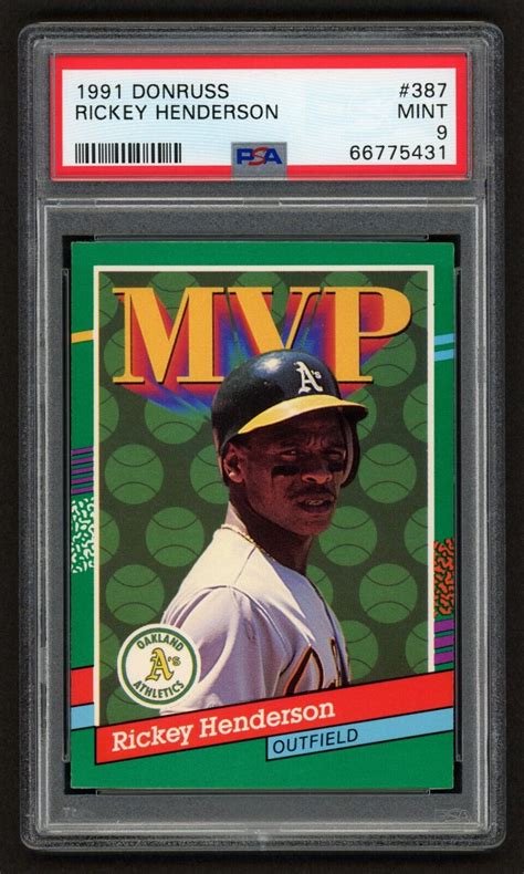 Donruss Rickey Henderson Mvp Oakland Athletics A S Hof Psa