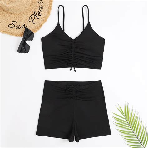 Tponi Womens Swimsuits Two Piece Sets Elastic Black Bikini Clear M Walmart