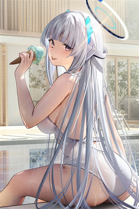 Nanaken Nana Noa Blue Archive Blue Archive Highres Girl Ass Back Blunt Bangs Blush