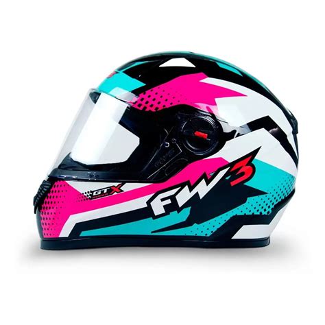 Capacete Fw Gtn Super Azul Rosa Branco