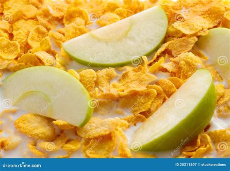 Some Apple Slices With Cereals Stock Image Image Of Cereal Closeup