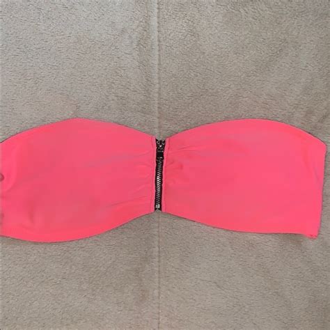 Freestyle Swim Neon Pink Bikini Top With Zipper Detail Poshmark