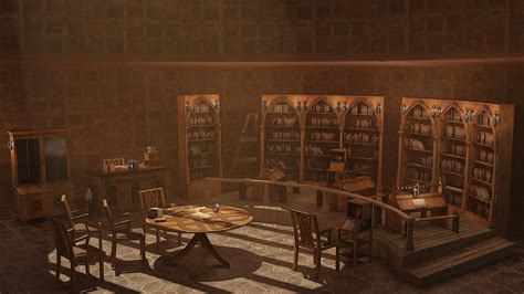 Artstation Medieval Library Model Pack Rustic Low Poly 3d Model