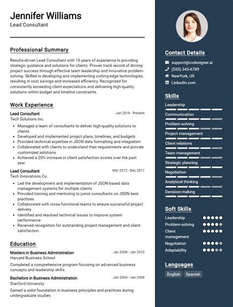 Lead Consultant CV Example For 2024 Best Formatting Tips CVDesigner Ai