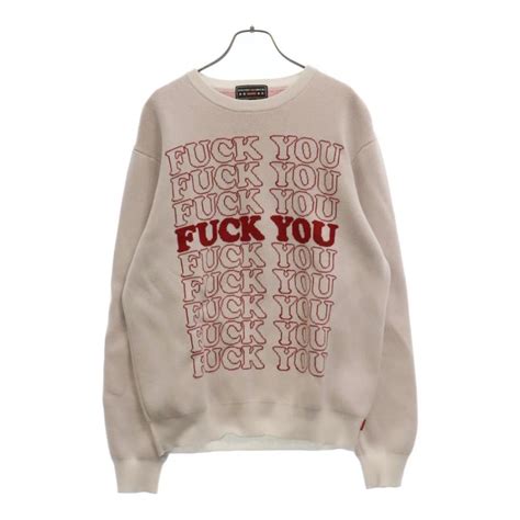 Supreme シュプリーム 17AW HYSTERIC GLAMOUR Fuck You Sweater ヒステリックグラマー ファックユー ジャガードニットセーター ホワイト