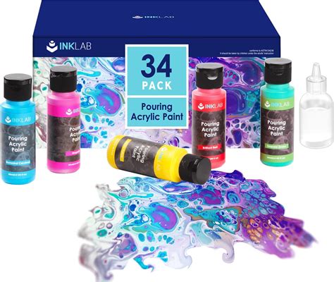 Buy Acrylic Pouring Paint Set 34 Colors Pre Mixed Acrylic Paint High