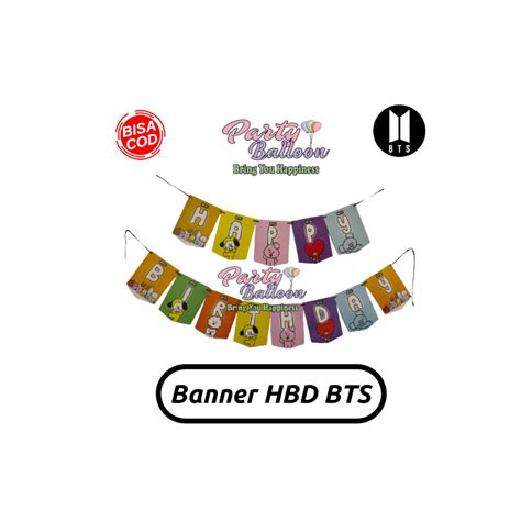 Banner Happy Birthday BTS Bunting Flag BT21 Tulisan Selamat Ulang