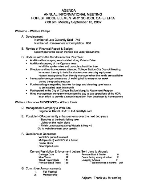 Homeowners Association Meeting Agenda Template