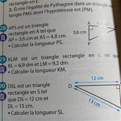 Exercices Klm Est Un Triangle Rectangle En L Tel Que Kl Dm