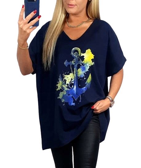 T Shirt Koszulka Bawe Na Kotwica Plus Size V Dekolt Xl Xl T