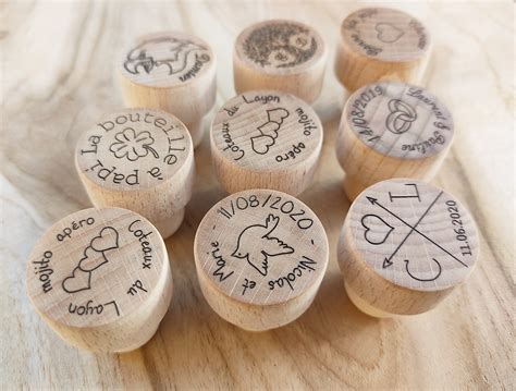 Bouchon bouteille de vin personnalisé en bois haute qualité Etsy